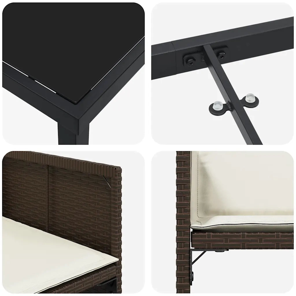 Set da Pranzo per Giardino 5 pcs Marrone polyrattan 3380699