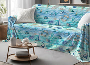 Telo Arredo Granfoulard Copritutto Salvadivano 100% Cotone Dis. Mare - Singolo - Azzurro