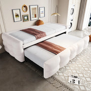 Letto imbottito combinato estraibile 90/180 x 190 cm in Teddy, beige, con rete a doghe, senza materasso