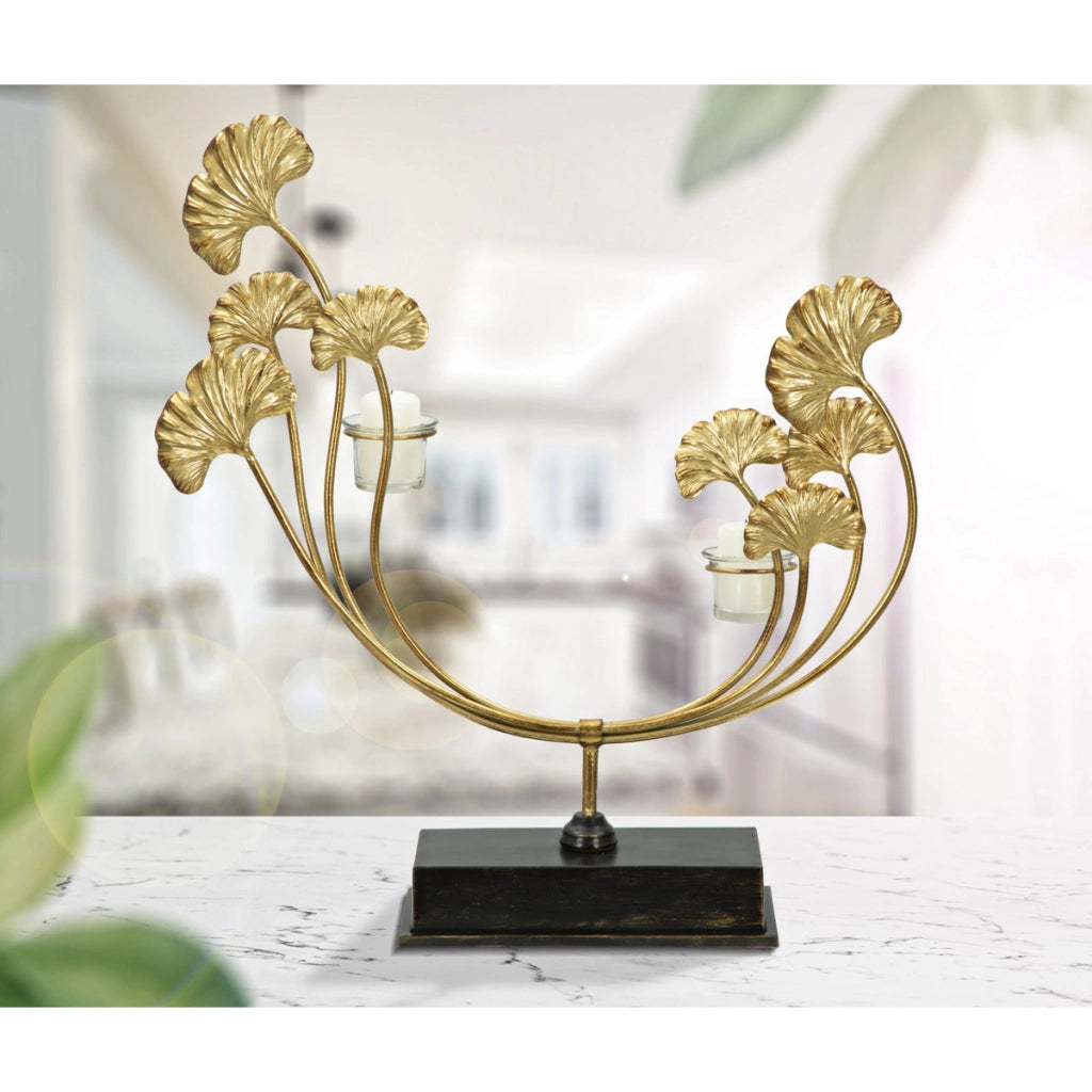 Portacandela VKH346, Oro, Metallo, 50x12x55 cm
