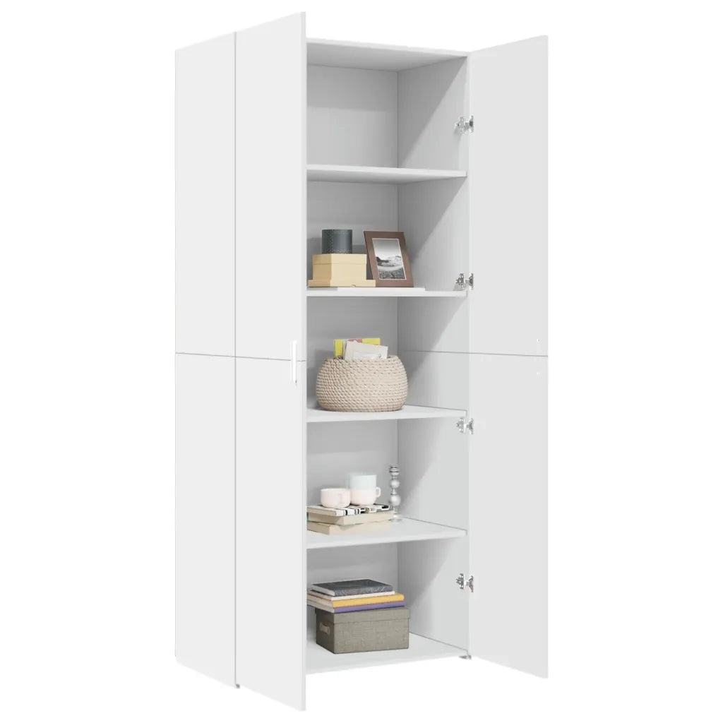 Credenza-Buffet-Armadio da cucina Bianca 80x42,5x185 cm in Legno Multistrato 530264
