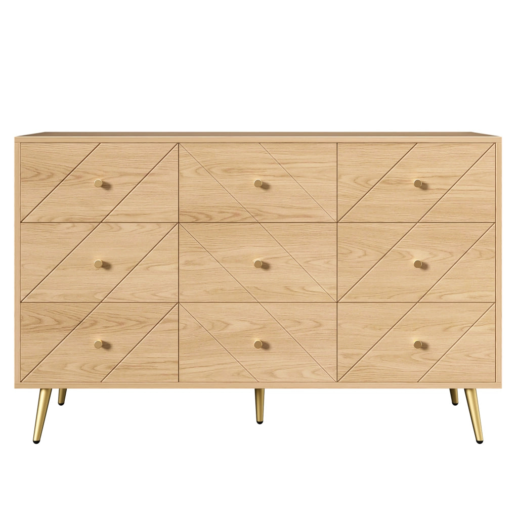 Cassettiera 9 Cassetti con Gambe in Metallo ¨C Xylo ¨C MDF, Soggiorno, Camera, Ingresso