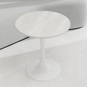 TAVOLO BASSO Rotondo 70 cm Bianco in marmo artificiale