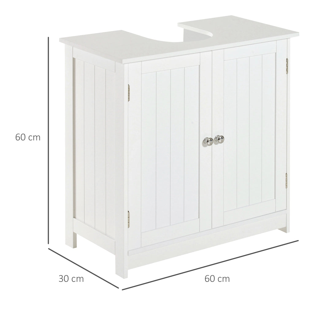 Easycomfort Amardietto Sottolavabo in MDF, Mobiletto Sottolavello Bianco per Bagno Con 2 Ante (60x30x60cm)