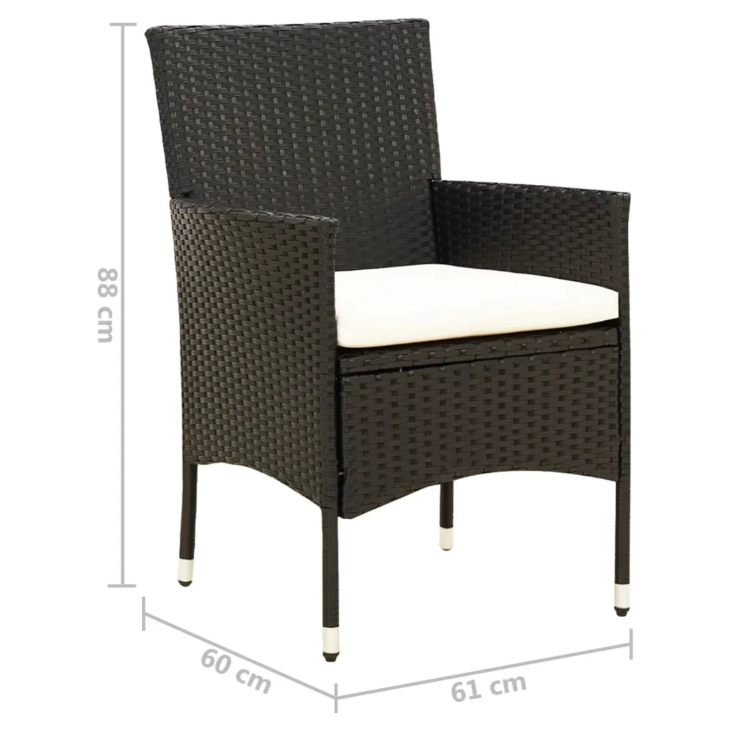 Sedie da Giardino 2 pz con Cuscini in Polyrattan Nere 316680