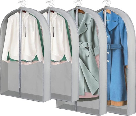 Confezione da 4 Borse per Abiti a Secco Borse per Abiti a Secco con Cerniera Coperture per Appendere Abiti Borse per Protezione e Stoccaggio dei Vestiti 60 x 100 cm + 60 x 127 cm