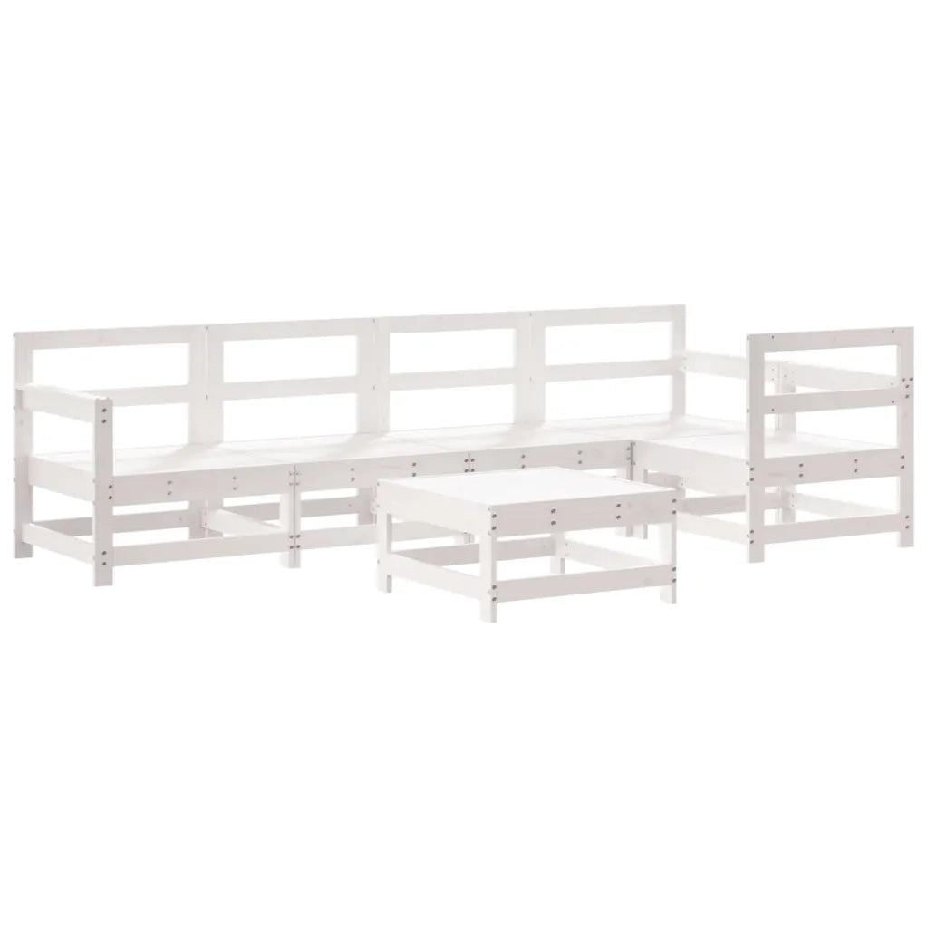 Set Divani da Giardino 6pz con Cuscini in Legno Massello Biancocod mxl 101241