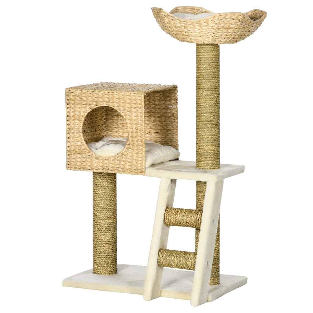 Albero tiragraffi per gatti con cuscino e letto ¨C zephmum ¨C 100.5x40x40 cm