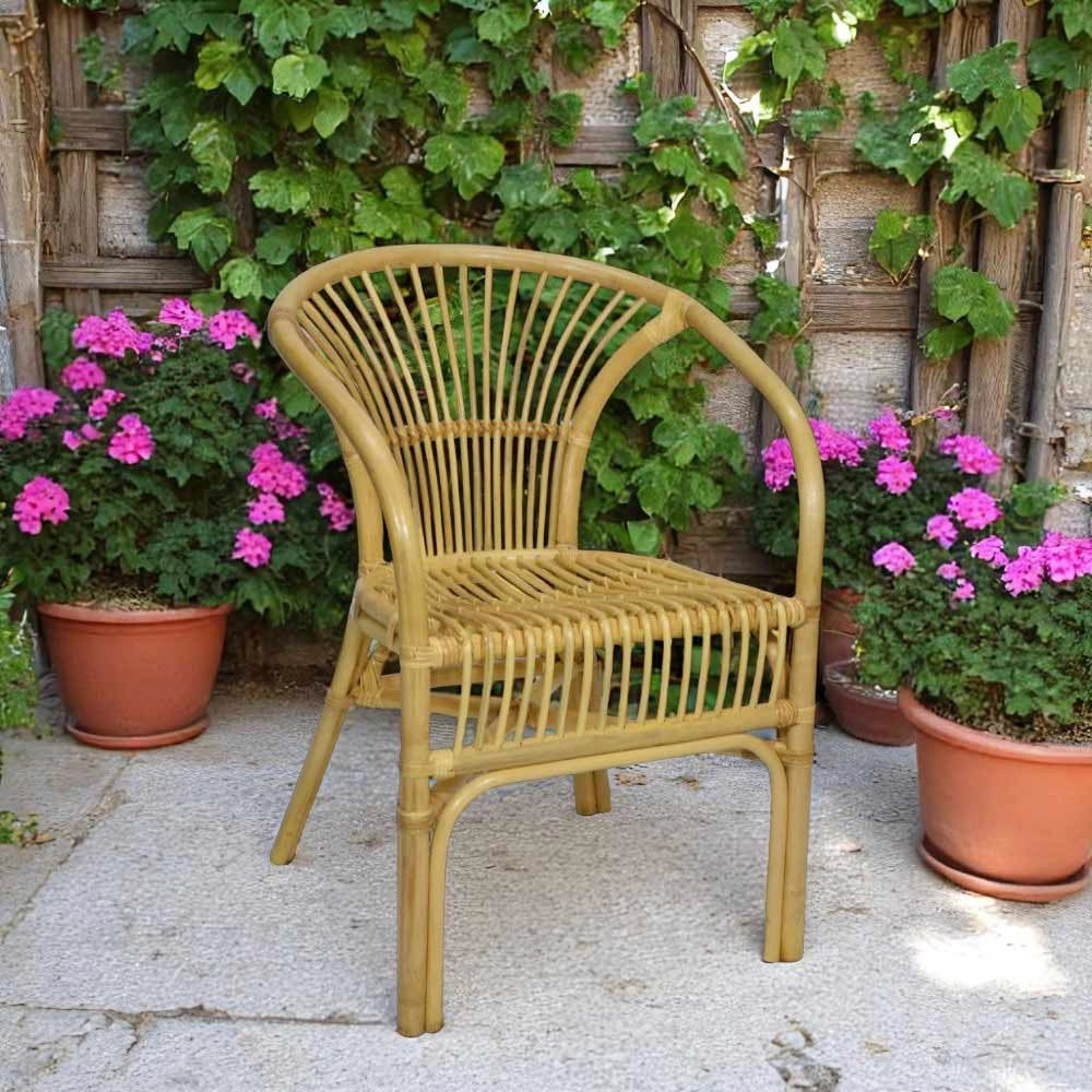 Poltrona da giardino Maya in vero legno di bambù e vimini naturale intrecciato