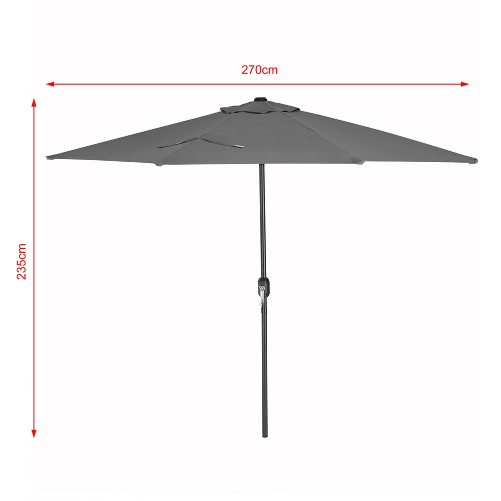 Ombrellone Semicircolare Filo Muro da Giardino 270cm con Manovella Grigio