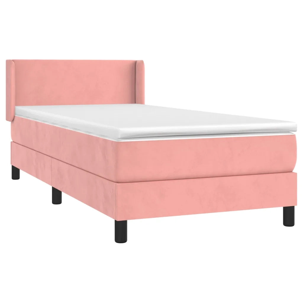 Giroletto a Molle con Materasso-Struttura Letto Rosa 90x190 cm in Velluto 668518