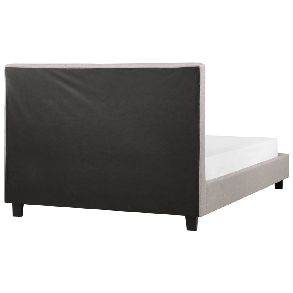 Letto imbottito tessuto grigio chiaro rete a doghe testiera trapuntata 140 x 200 cm