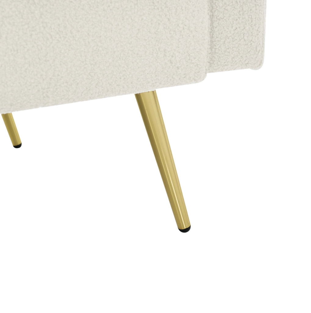 Divano letto 175x64x72 cm con schienale regolabile e tasche laterali in sherpa bianco