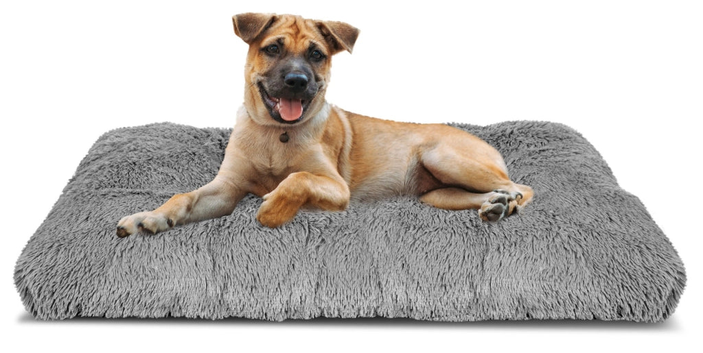 AIO FACTORY Cuscino per cuccia per cani 100x70 cm grigio chiaro peloso impermeabile
