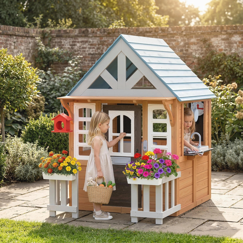 Casetta bambini in legno con cucina gioco ¨C zephmum ¨C marrone