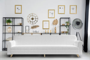 Copridivano Elasticizzato 4 Posti in Poliestere Bianco