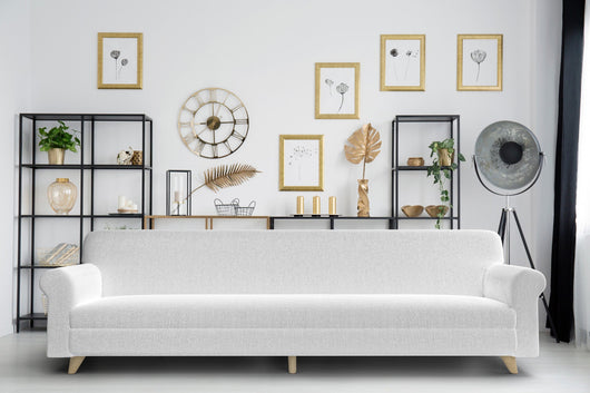 Copridivano Elasticizzato 4 Posti in Poliestere Bianco