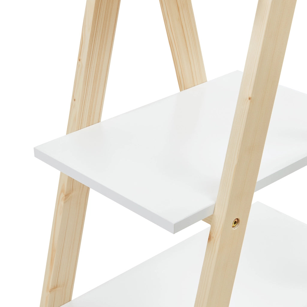 Scaffale a Scala per Cameretta Vanlilu Libreria Bassa per Bambini 145x65x32 cm Naturale / Bianco [en.casa]
