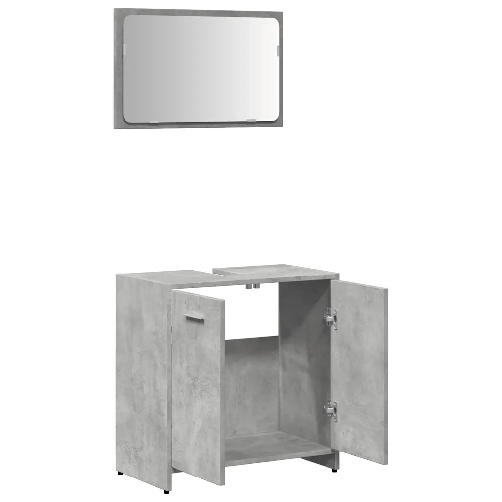 vidaXL Mobile da Bagno con Specchio Grigio Cemento Legno Multistrato