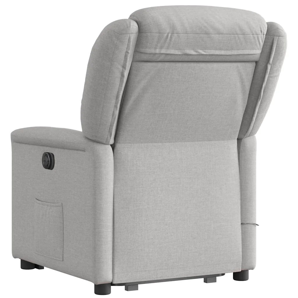 vidaXL Poltrona Alzapersona Massaggi Reclinabile Grigio Nuvola Tessuto