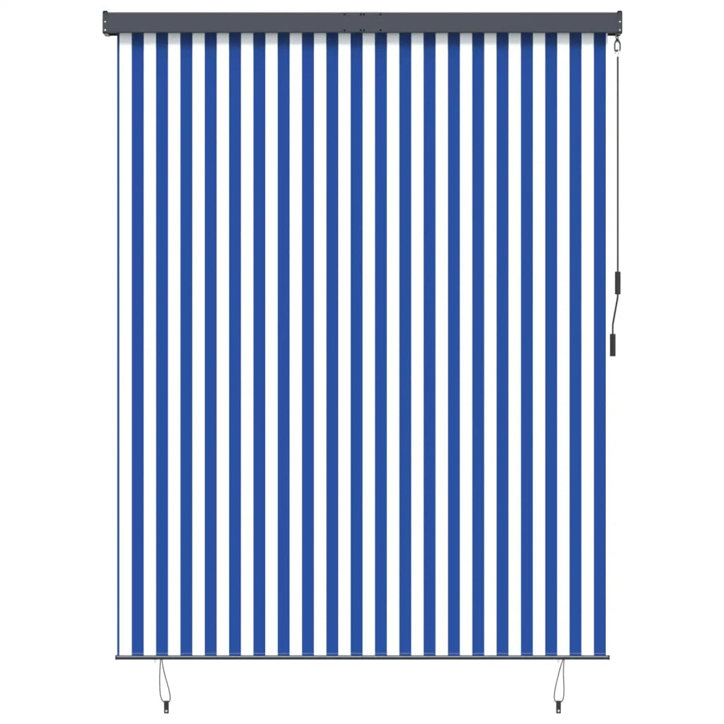Tenda a rullo Blu e Bianco 200 x 250 cm Tessuto e Alluminio 362093