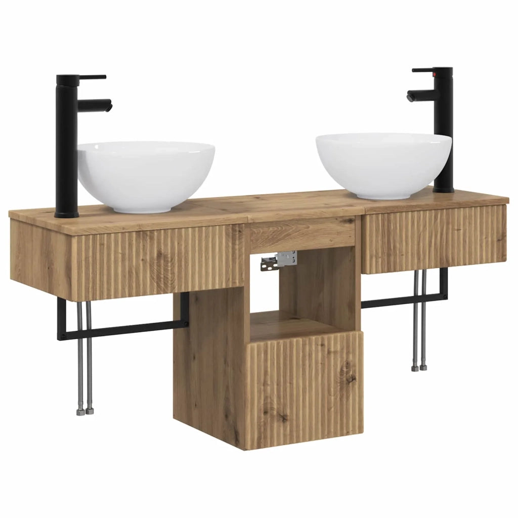 Set di mobili per il bagno 3 pz Rovere Artigianale 3405586