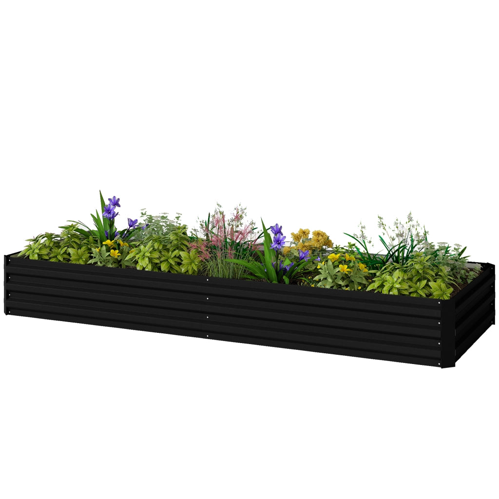 Vaschetta da giardino rettangolare ¨C zephmum ¨C nero acciaio ondulato 241x90.5x30 cm