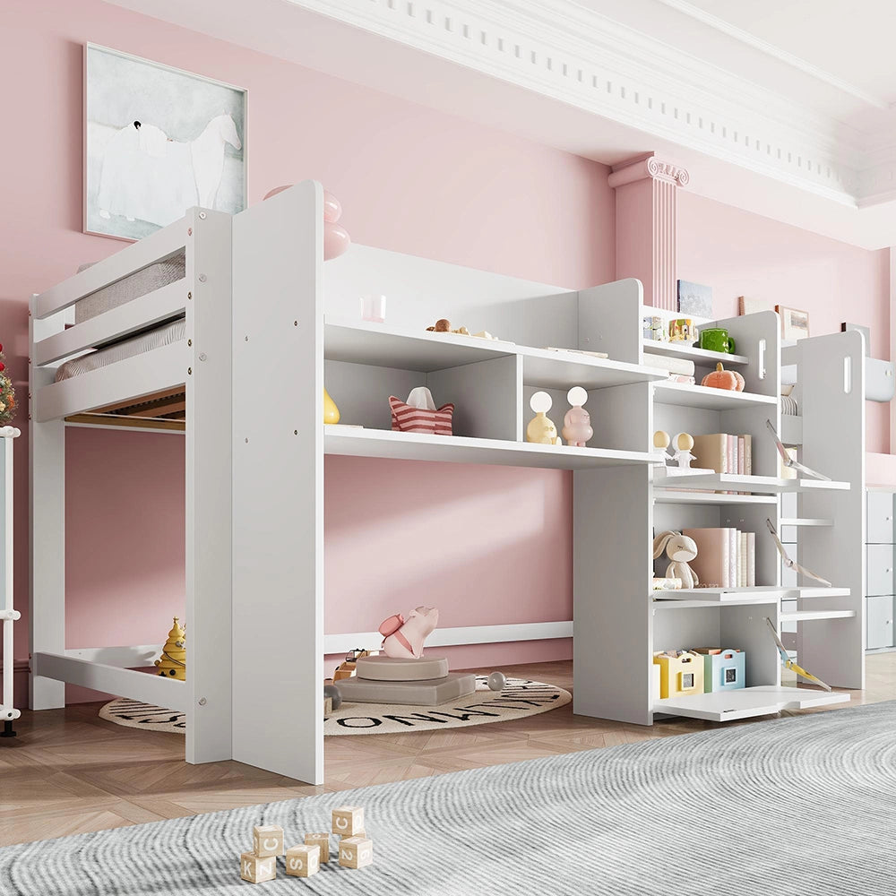 Letto mezzano - Xylo - 90x200 cm a casetta bianco