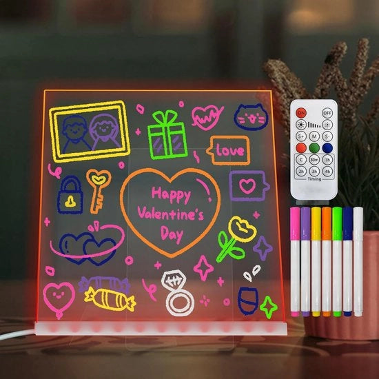 Tavolo da disegno LED per bambini con telecomando, sette livelli di illuminazione regolabili, luce LED a sette colori, regalo di Natale (30*40cm)