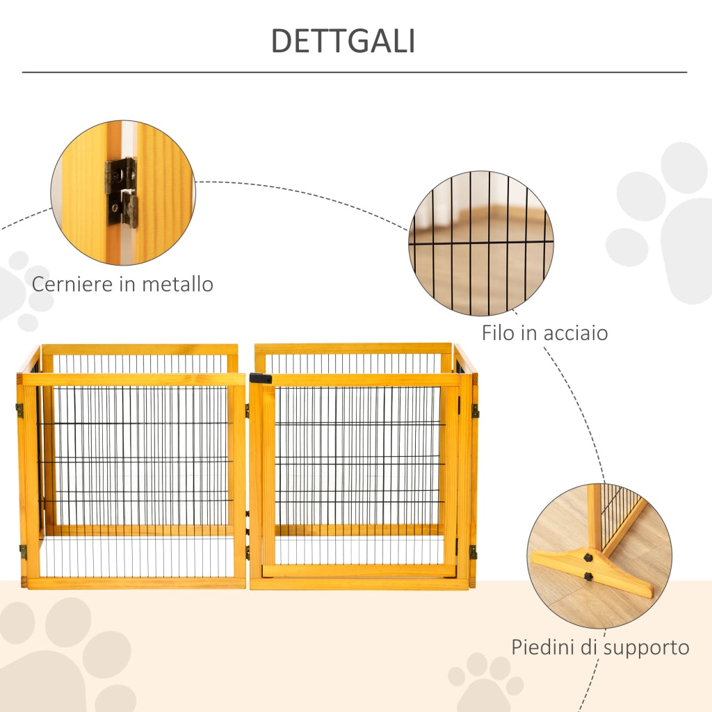 Cancello per Cani Pieghevole in Legno e Acciaio ¨C Zephmum ¨C 432x36x70 cm
