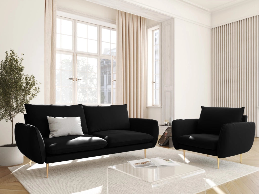 Cosmopolitan Design - Divano "Vienna" 2 posti in velluto nero 