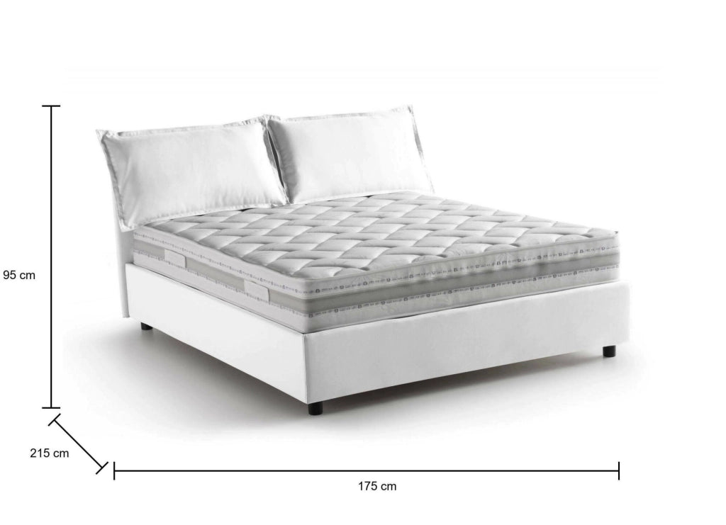 Letto Matrimoniale Amy, Letto Matrimoniale Materasso Incluso Made in Italy, Bianco