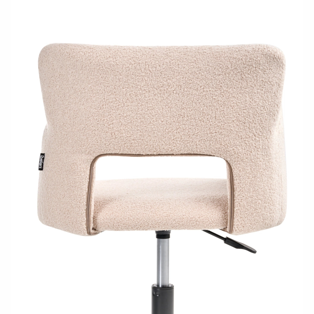 Sedia da scrivania girevole Boucle beige con schienale trapuntato regolabile in altezza moderna industriale girevole con rotelle