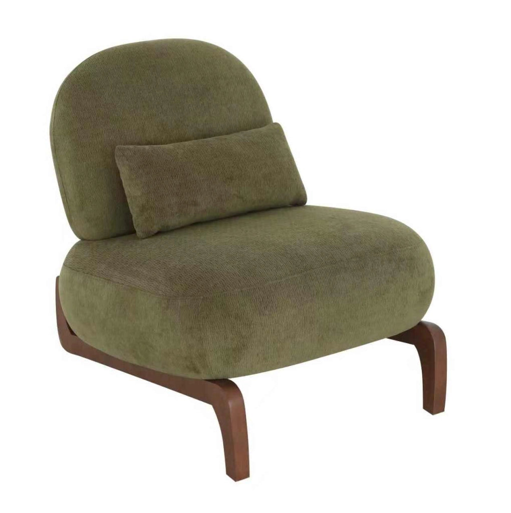 Poltrona senza braccioli dal design moderno in velluto con gambe in legno