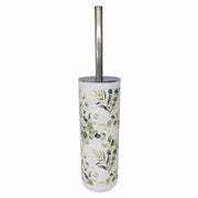 Trade Shop - Portascopino A Cilindro Con Scopino Bagno Wc Toilette Fiori Foglie Accessorio 87057 -