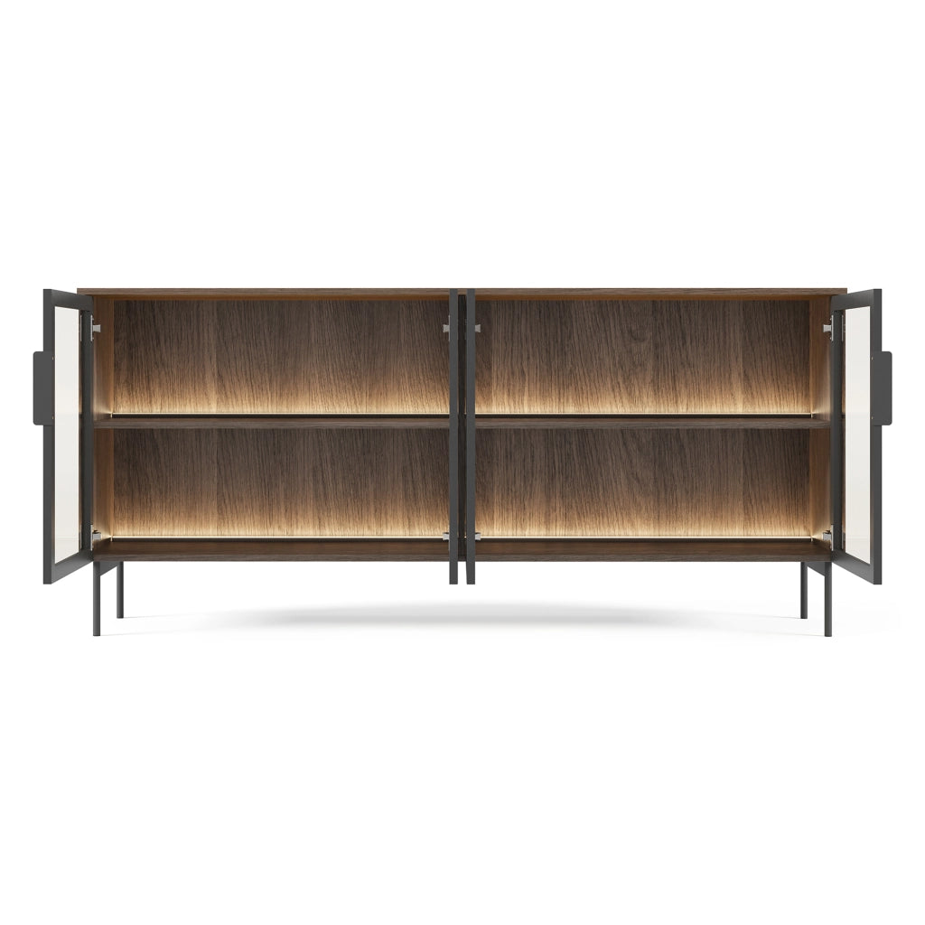 Madia Hapa, Credenza 2 Ripiani, 181x39x83h cm Marrone Noce