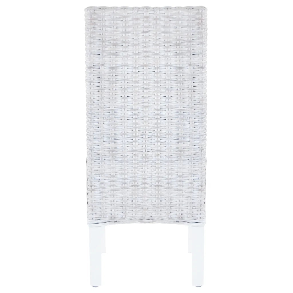 Sedie da Pranzo 4 pz Bianco in Rattan Kubu e Mango 275465