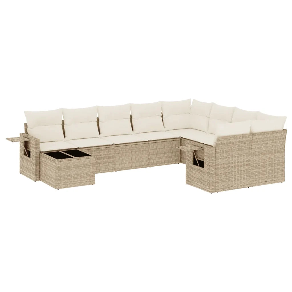 Set Divano da Giardino 10 pz con Cuscini Beige in Polyrattan 3220657
