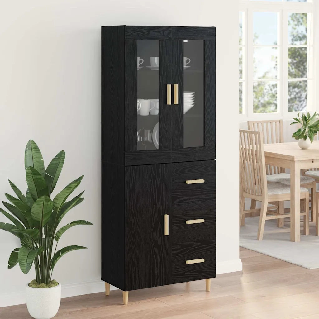 Credenza | Madia | Buffet da pranzo | Armadio da pranzo Rovere Nero 34,5 x 34 x 180 cm Legno multistrato