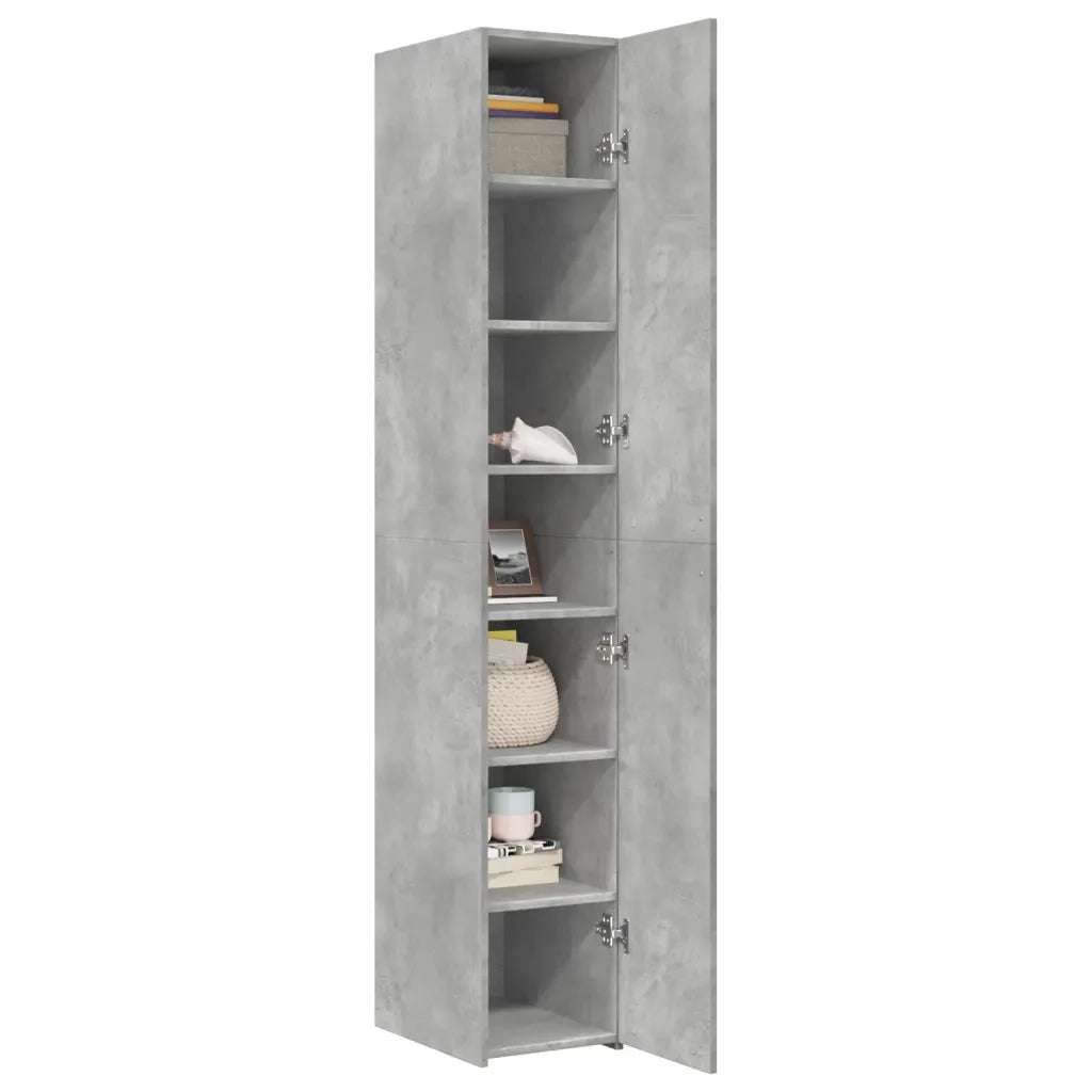 Credenza Grigio Cemento 30x42,5x185 cm in Legno Ingegnerizzato