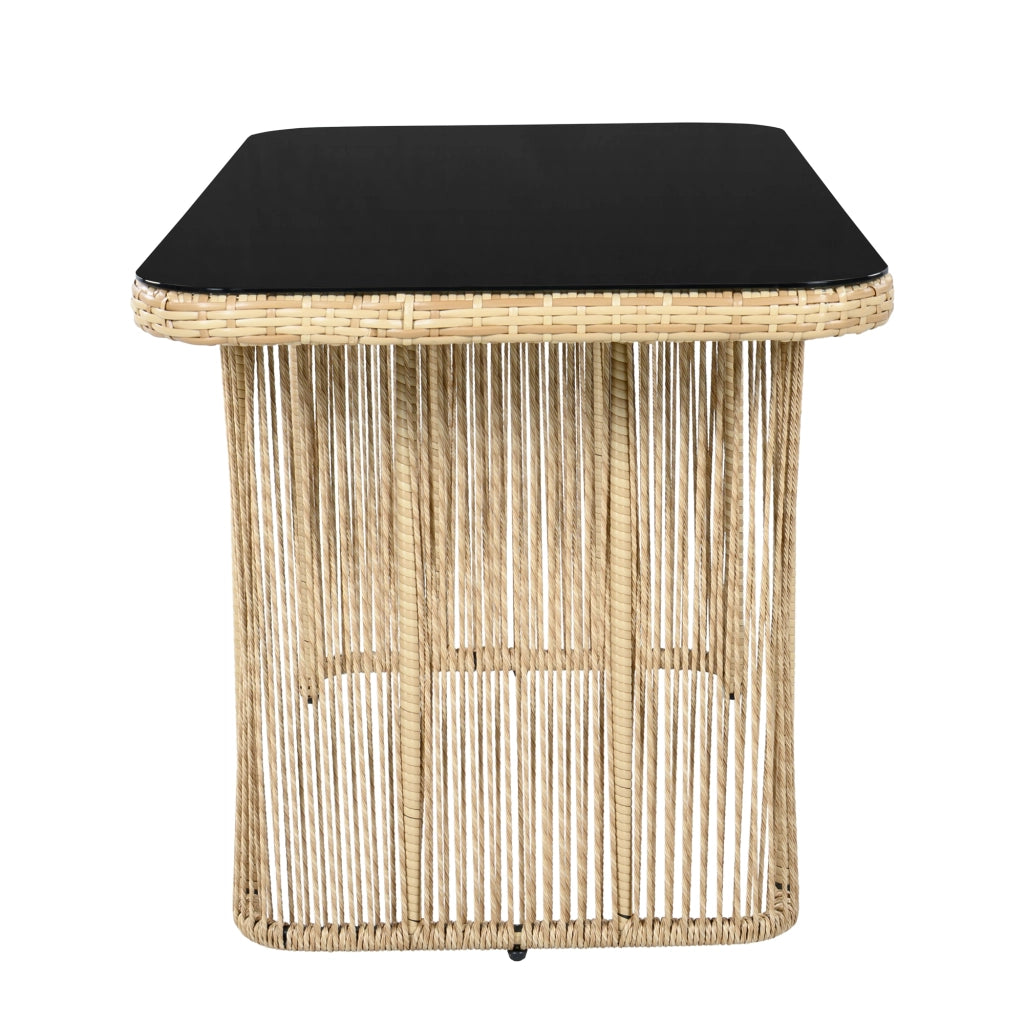 Set da Giardino 4 Pezzi in Polyrattan ¨C Xylo ¨C Divano 3 Posti, 2 Poltrone, Tavolino in Vetro, Cuscini