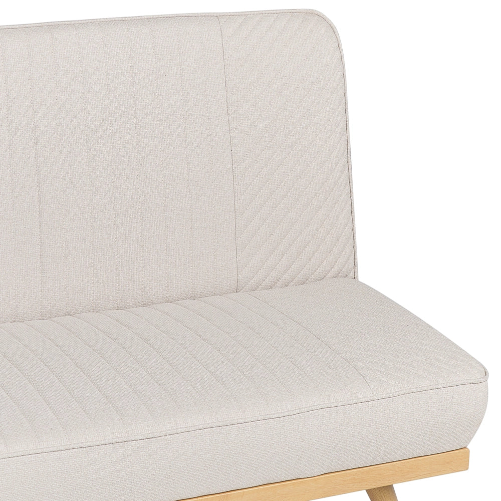Divano letto Beige Rivestimento in tessuto Gambe in metallo 2 posti Seduta con schienale imbottito Design moderno Senza braccioli