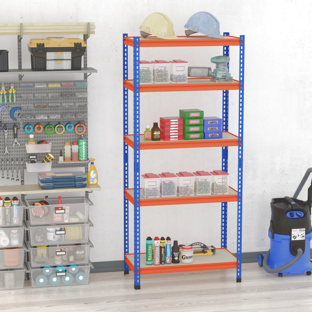 Scaffale metallo 5 livelli 1500 kg ¨C zephmum ¨C blu arancio 80x40x182