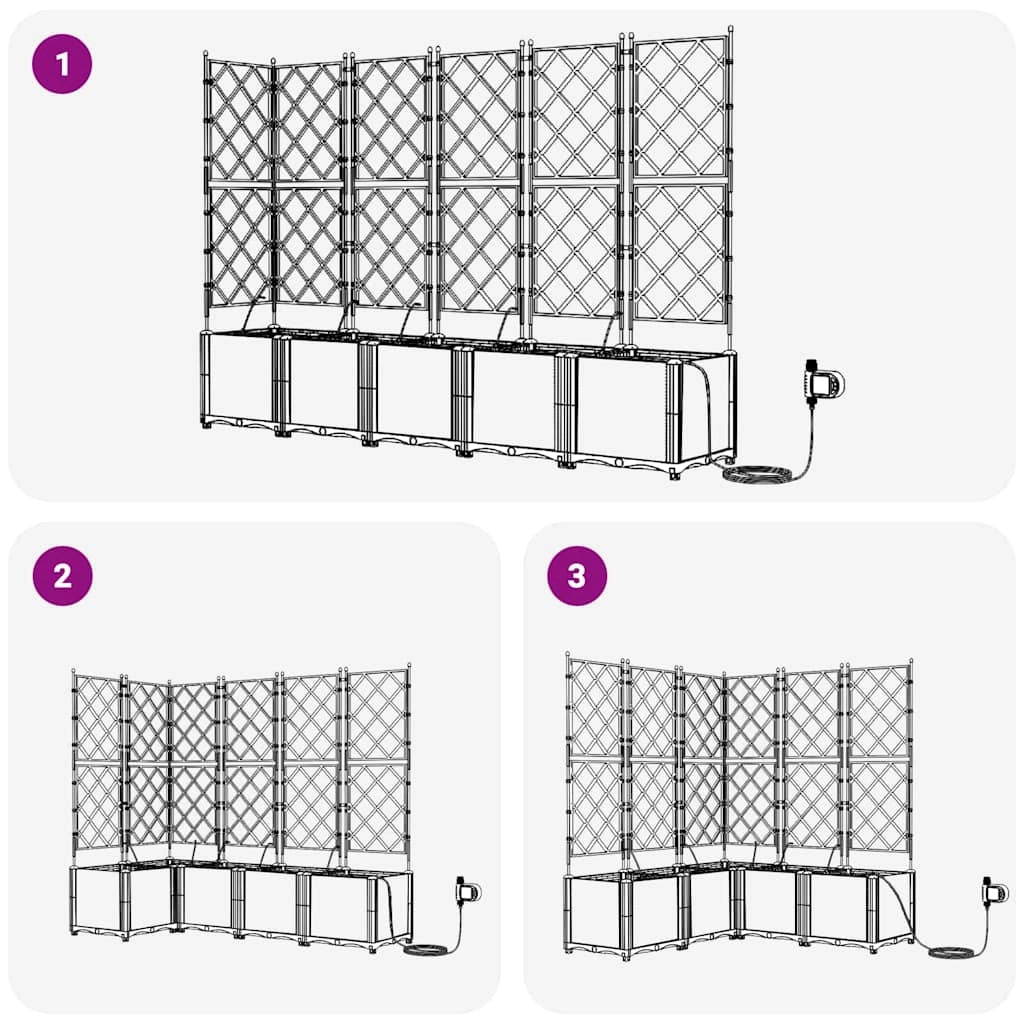 Set di 5 fioriere da giardino moderne 120 x 120 x 142 cm con elegante sistema di irrigazione in acciaio nero 02_0058554