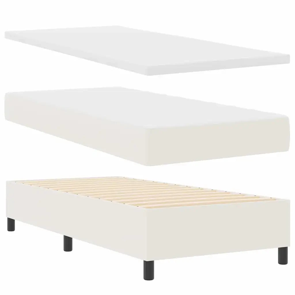 Letto a molle Crema e Bianco 80 x 200 cm Tessuto in Cords 3337533