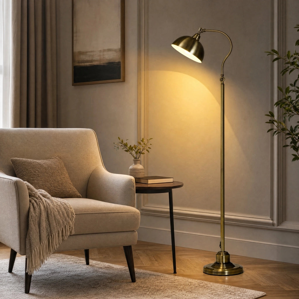 Lampada da terra 42x25.5x152 cm orientabile in metallo bronzo