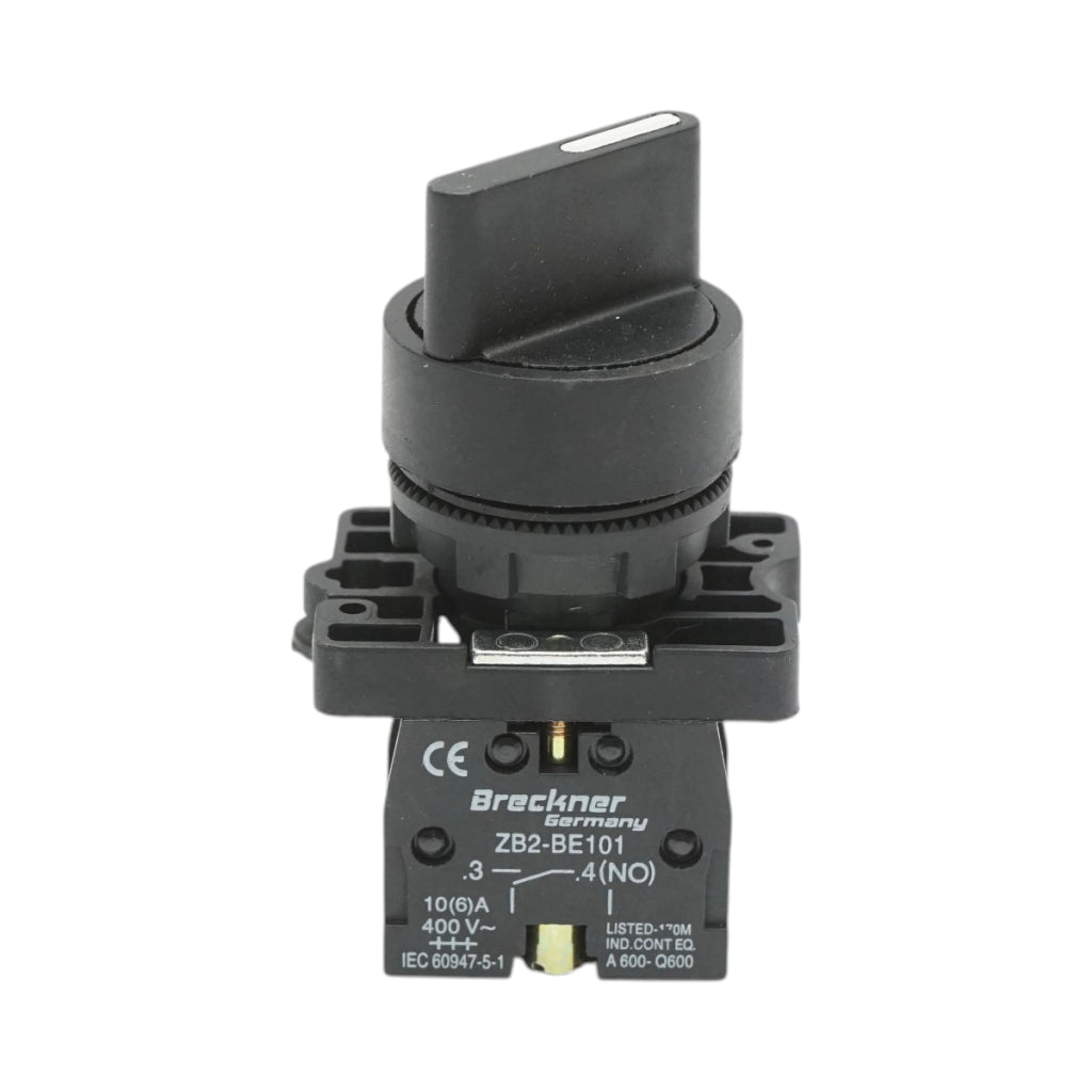 Selettore a 2 posizioni con ritenuta nero 1NO, 400V/10A, LAY5-ED21 Breckner Germany