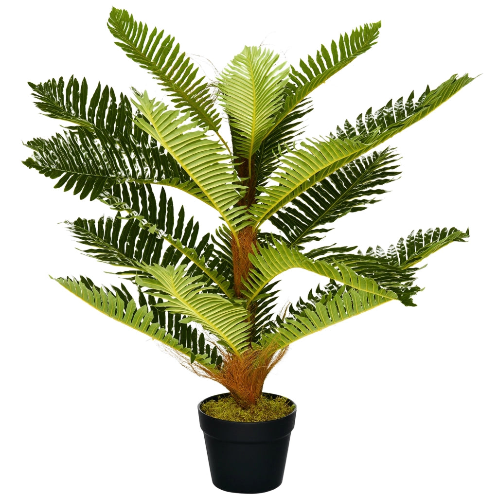 Pianta Artificiale di Palma con 18 Foglie e Vaso Incluso per Interni, Altezza 85 cm, Verde