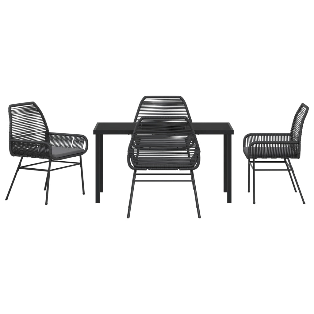 Set Mobili Giardino 5 Pz con Cuscini Rattan Polietilene Nero