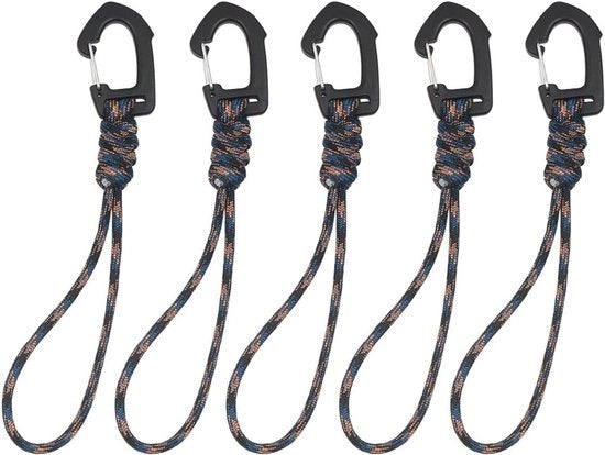 Set di 5 chiavi con corda intrecciata e anello di carabina per attività all'aperto
